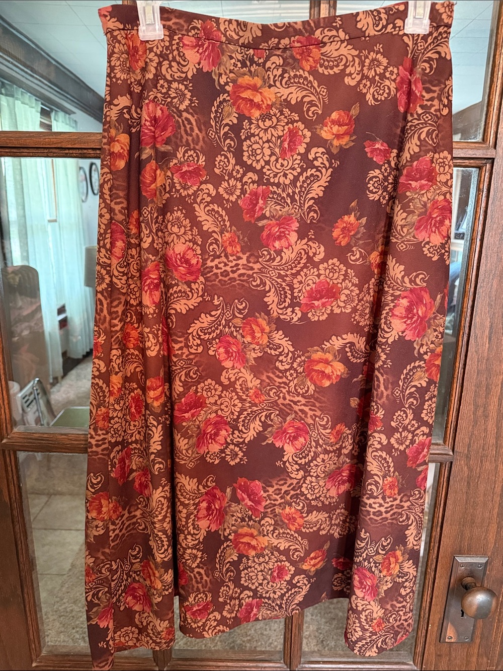 karin stevens Brown Floral Midi Skirt